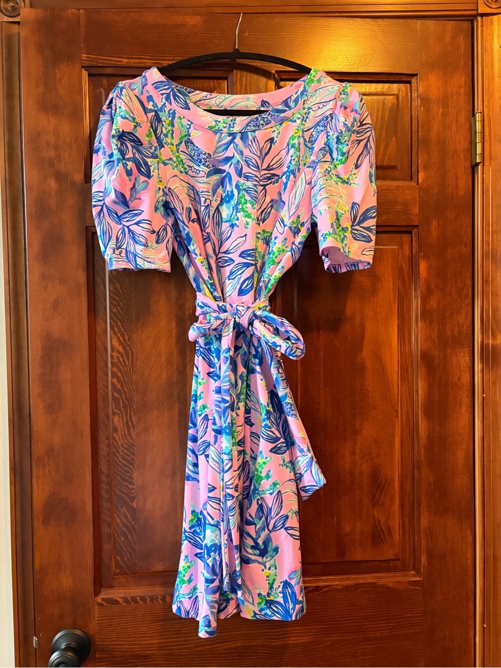 Lilly Pulitzer Pink Floral Tie-Waist Dress
